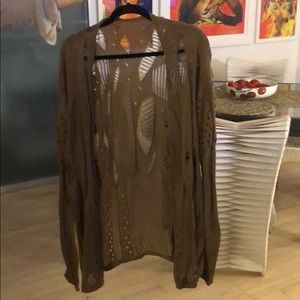 Brown long sweater with some pulls